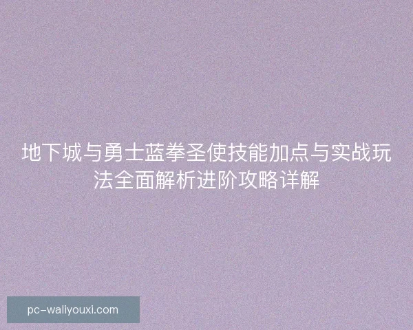 地下城与勇士蓝拳圣使技能加点与实战玩法全面解析进阶攻略详解